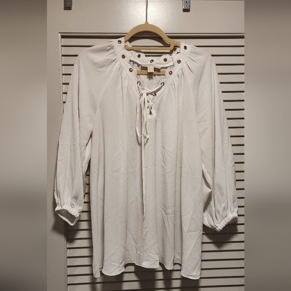 MICHAEL Michael Kors White Blouse with Gold Details